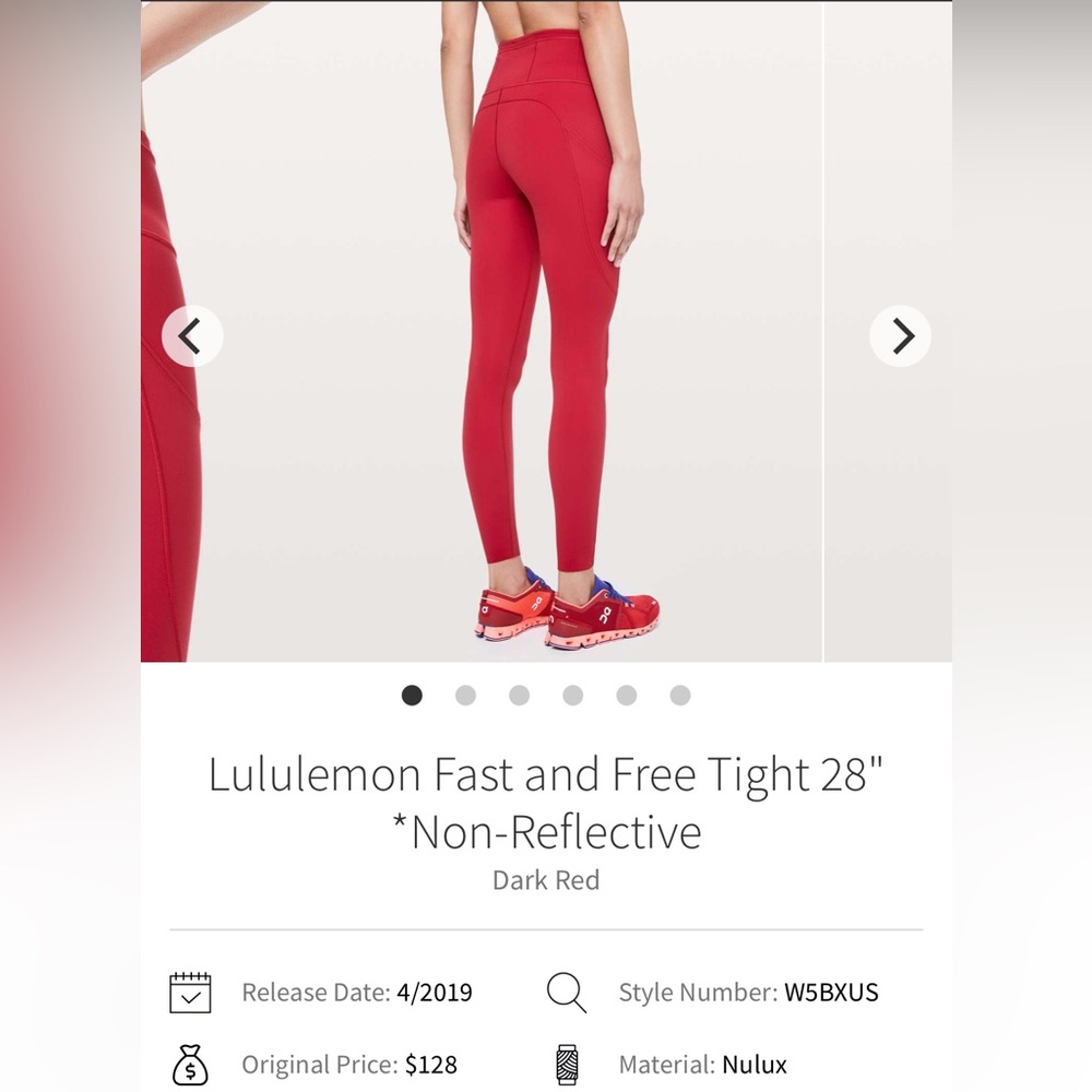 Lululemon Dark Red Fast and Free Tights